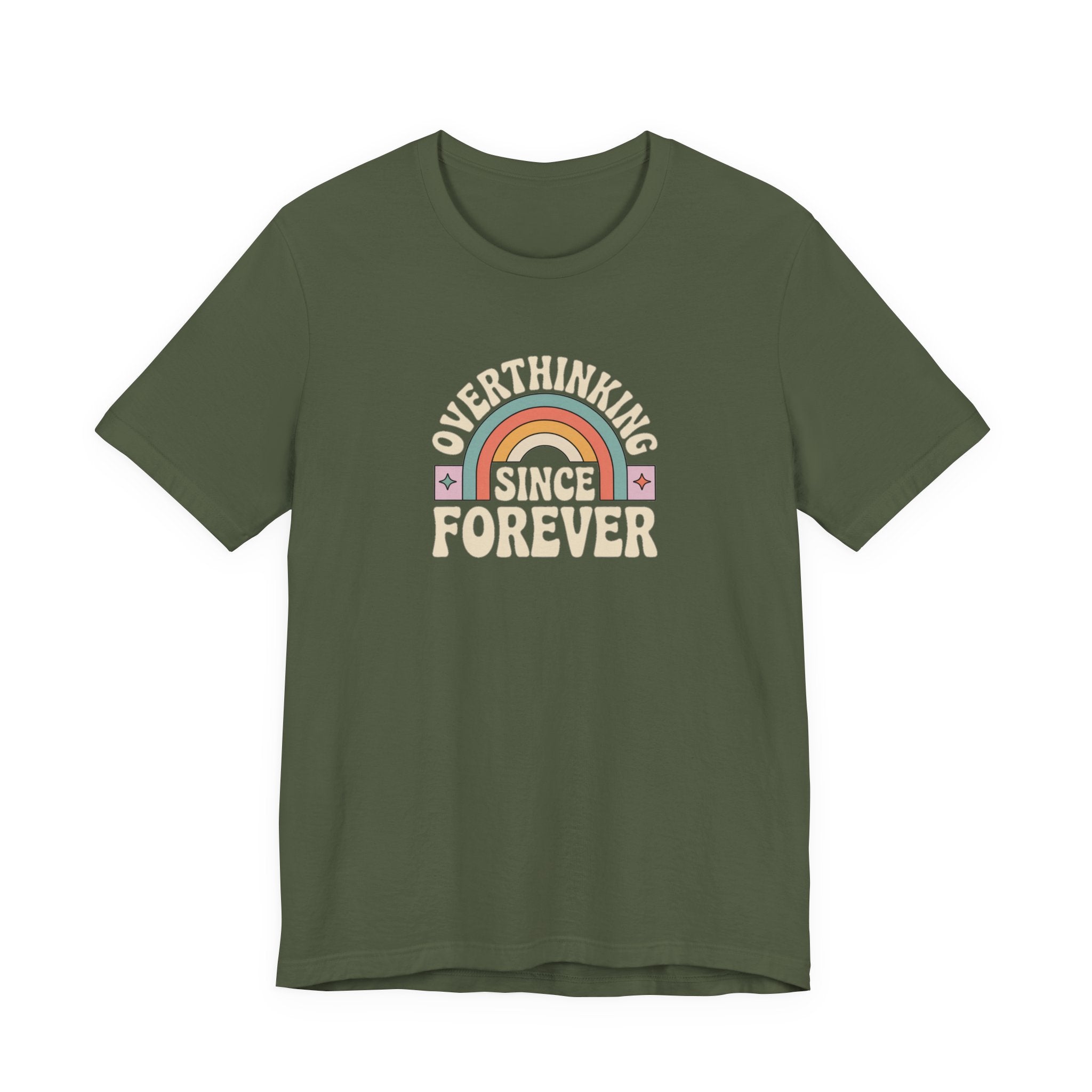 Overthinking Since Forever Retro Rainbow T-shirt